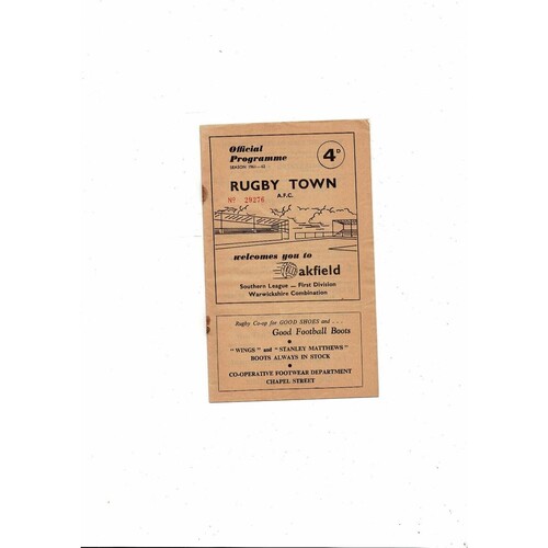 1961/62 Rugby Town v Trowbridge Southern League Football Programme