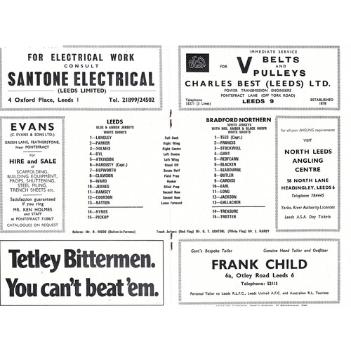 1972/73 Leeds v Bradford Northern (02/12/1972) Rugby League Programme