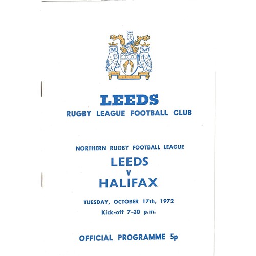 1972/73 Leeds v Halifax (17/10/1972) Rugby League Programme