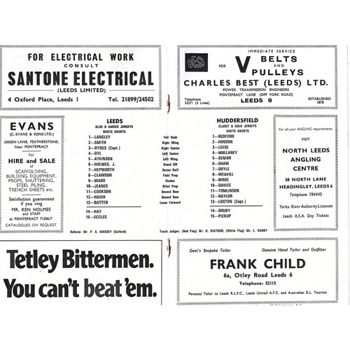 1972/73 Leeds v Huddersfield (10/02/1973) Rugby League Programme