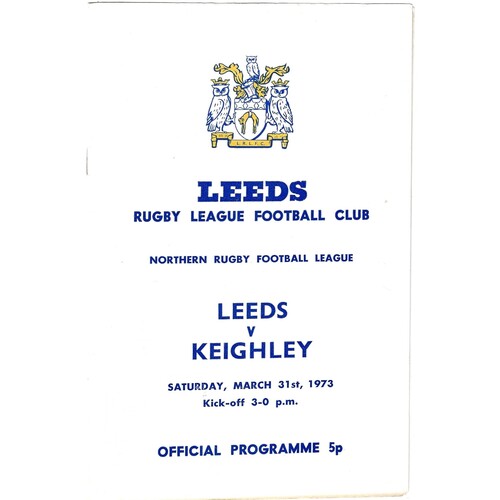 1972/73 Leeds v Keighley (31/03/1972) Rugby League Programme