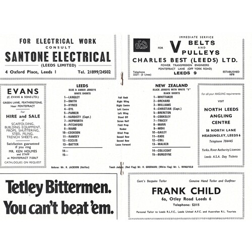 1972/73 Leeds v New Zealand (15/11/1972) Tour Match Rugby League Programme