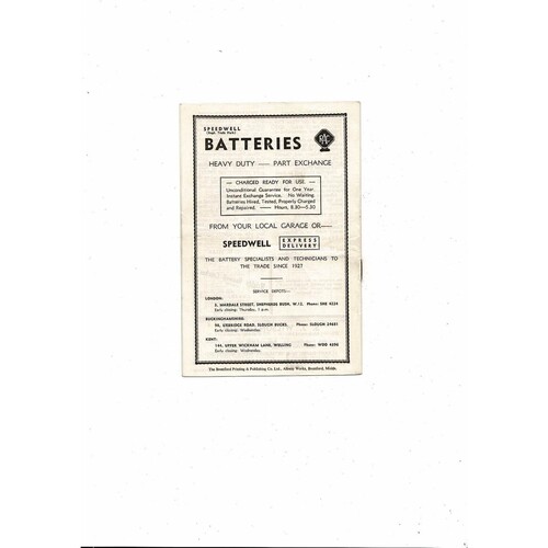 1956/57 Brentford v Walsall Football Programme