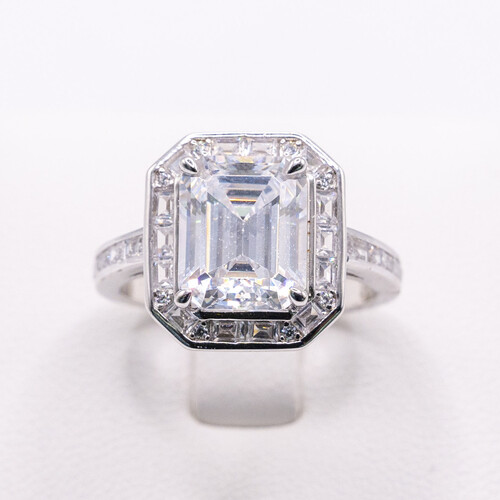 Zirconia Stone Set on 925 Sterling Silver Asscher Cut  Design Ring