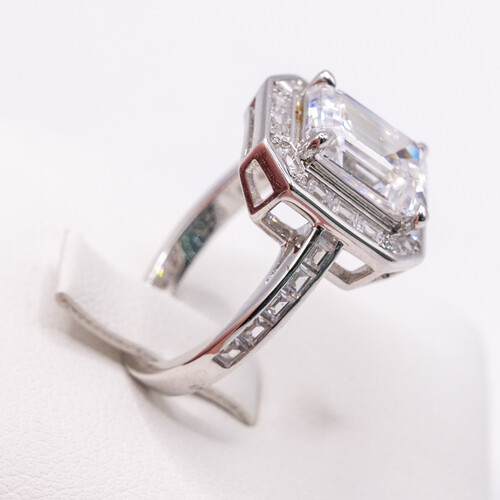 Zirconia Stone Set on 925 Sterling Silver Asscher Cut  Design Ring