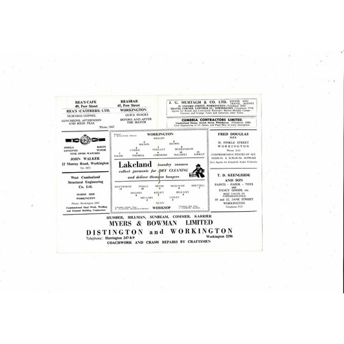 Workington v Worksop FA Cup Football Programme 1961/62