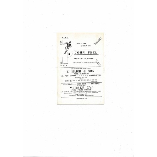 Workington v Worksop FA Cup Football Programme 1961/62