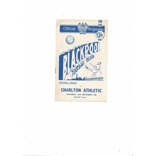 1956/57 Blackpool v Charlton Athletic Football Programme