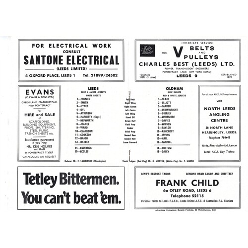 1973/74 Leeds v Oldham (18/08/1973) Rugby League Programme