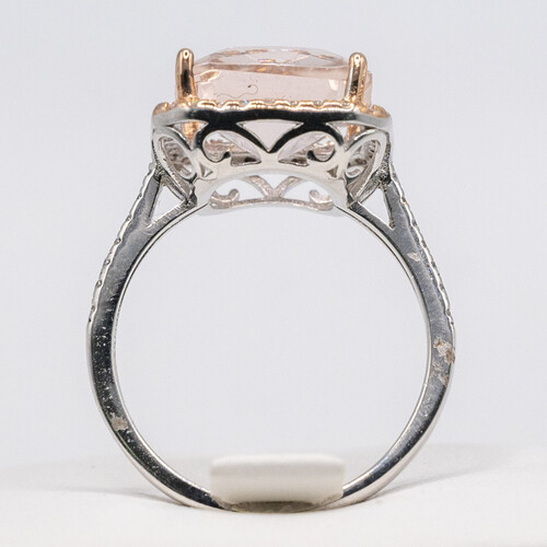 Border set powder pink Zirconia stone on 925 sterling silver