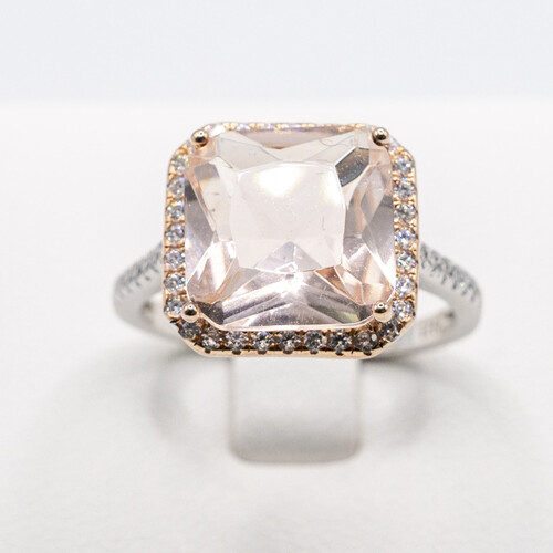 Border set powder pink Zirconia stone on 925 sterling silver