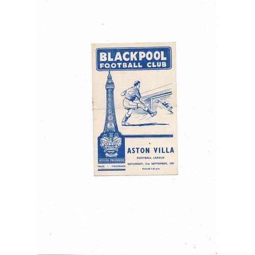 1957/58 Blackpool v Aston Villa Football Programme