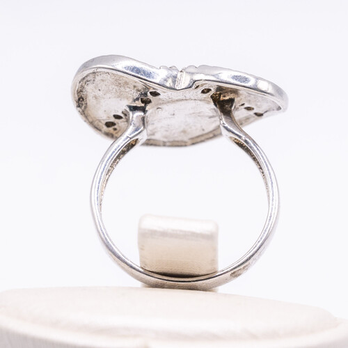 Heart shaped rustic design 925 sterling silver ring