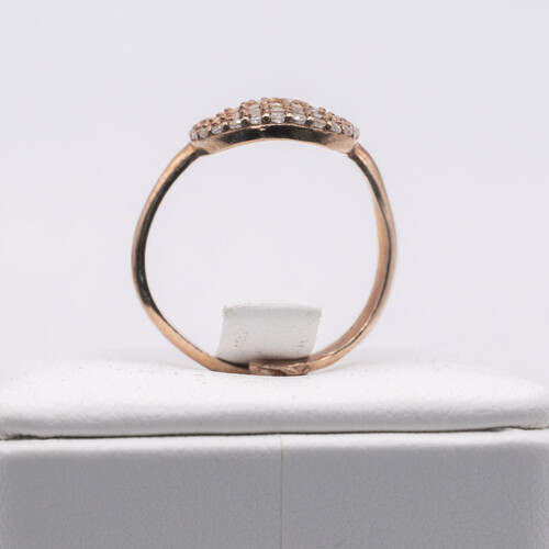 Skull design zirconia stones set on rose gold plated 925 sterling silver ring