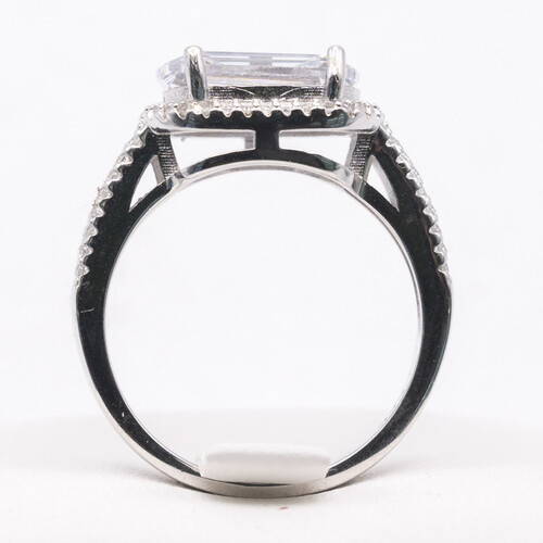 Vintage Style Zirconia Set on Silver and Rhodium