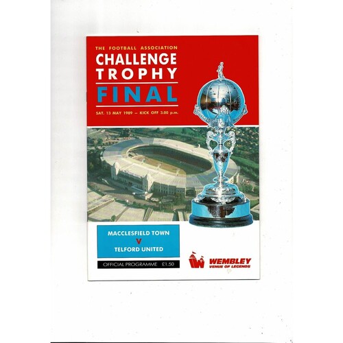 1989 Macclesfield Town v Telford United FA Trophy Final Football Programme