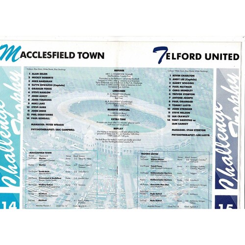 1989 Macclesfield Town v Telford United FA Trophy Final Football Programme