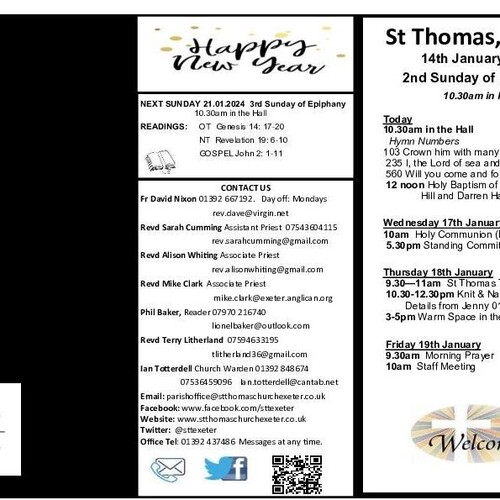 Pew Sheet | The Parish of St Thomas, Exeter