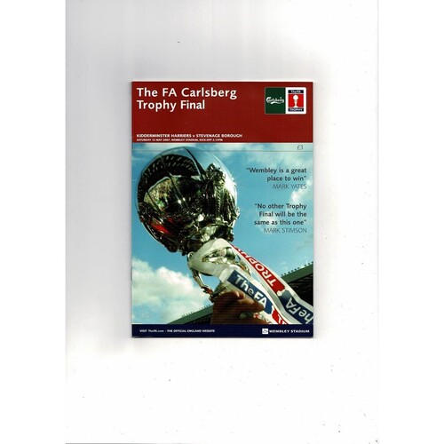 2007 Kidderminster Harriers v Stevenage Borough FA Trophy Final Football Programme
