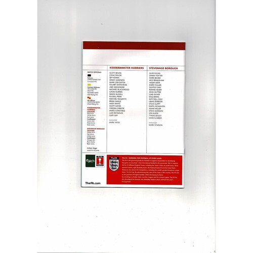 2007 Kidderminster Harriers v Stevenage Borough FA Trophy Final Football Programme