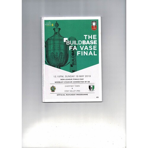 2019 Chertsey Town v Cray Valley FA Vase Final Double Football Programme