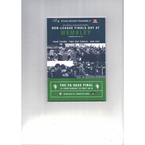 2016 Hereford v Morpeth Town FA Vase Final Double Football Programme