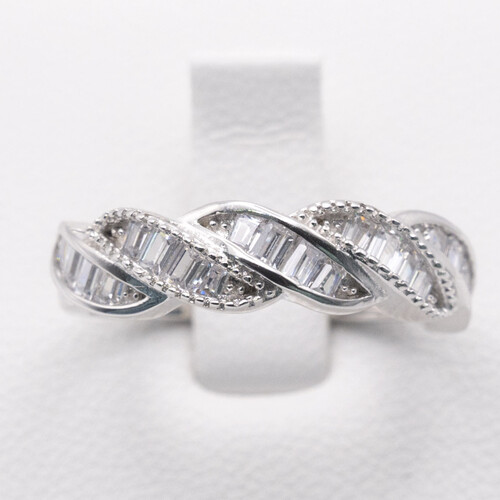 Fever twist half eternity rhodium (platinum white gold) plated 925 sterling silver ring