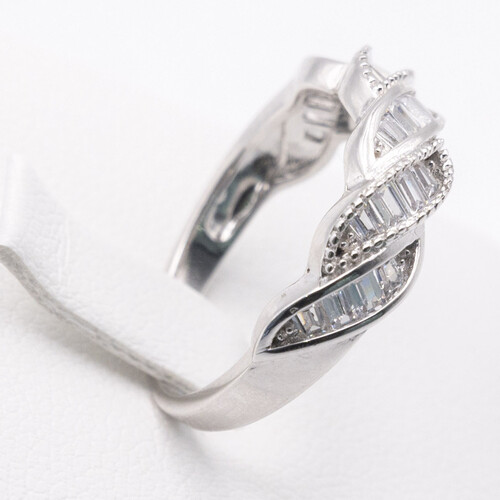 Fever twist half eternity rhodium (platinum white gold) plated 925 sterling silver ring