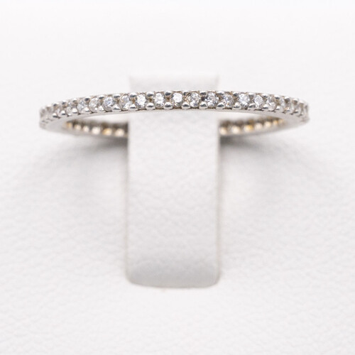 Full eternity style rhodium (platinum white gold) plated 925 sterling silver ring