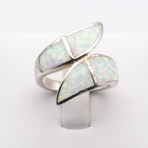 White Opalite Stone Set on 925 Sterling Silver Ring