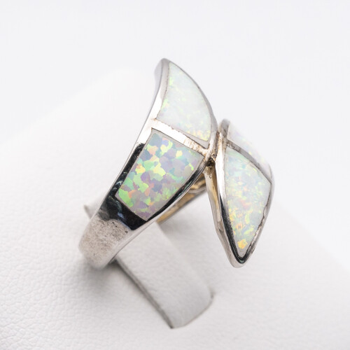 White Opalite Stone Set on 925 Sterling Silver Ring
