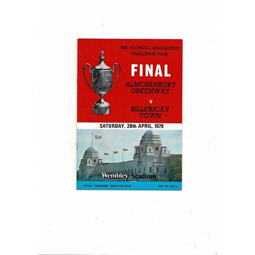 1979 Almondsbury Greenway v Billericay Town FA Vase Final Football Programme