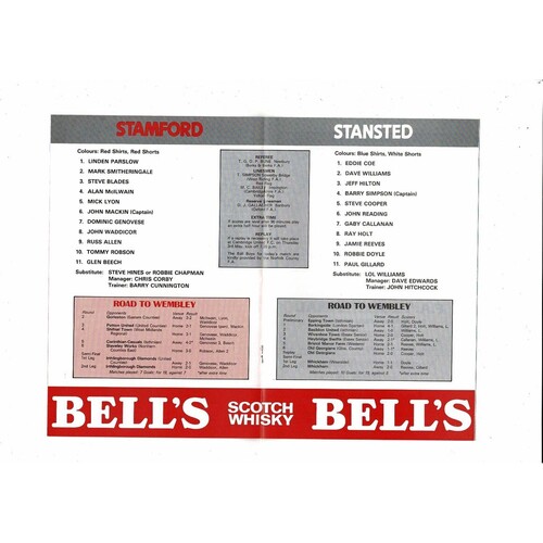 1984 Stamford v Stansted FA Vase Final Football Programme