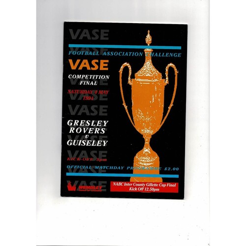 1991 Gresley Rovers v Guiseley FA Vase Final Football Programme