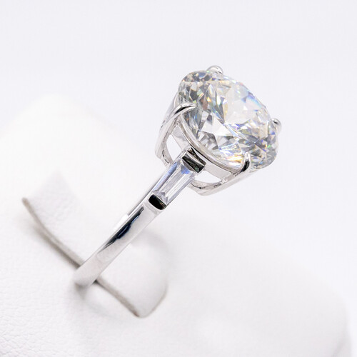 Solitaire moissanite stone set on rhodium plated 925 Sterling Silver Ring