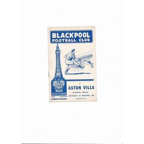 1958/59 Blackpool v Aston Villa Football Programme