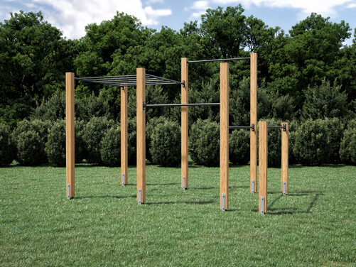 Monkey bars, double pull up and parallel bar station