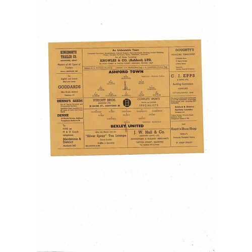 1966/67 Ashford Town v Bexley United Southern League Football Programme