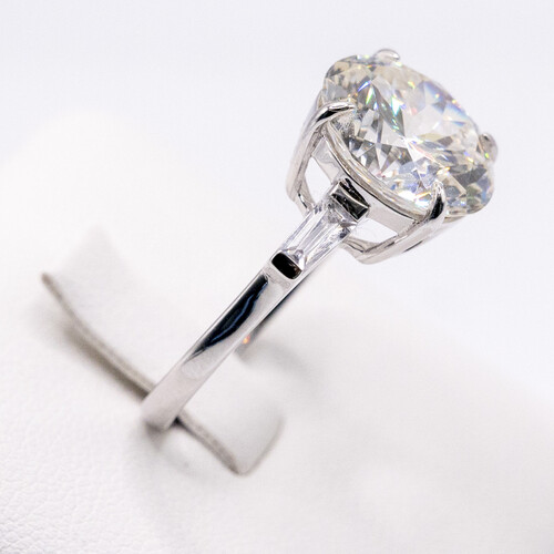 Solitaire moissanite stone set on rhodium plated 925 Sterling Silver Ring