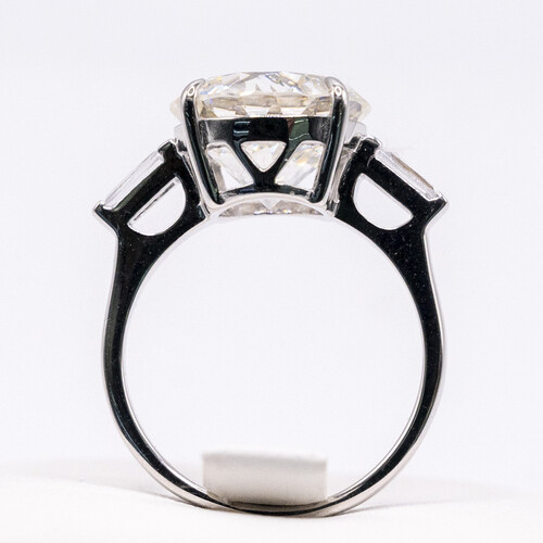 Solitaire moissanite stone set on rhodium plated 925 Sterling Silver Ring