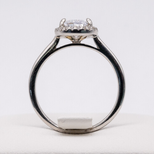 Almond cut zirconia bordered with multi paved stones