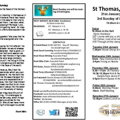 Pew Sheet | The Parish of St Thomas, Exeter