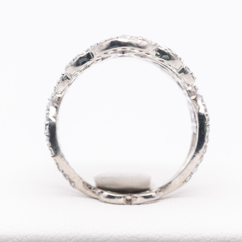 Wide scroll filigree design multi paved zirconia set on 925 sterling silver ring