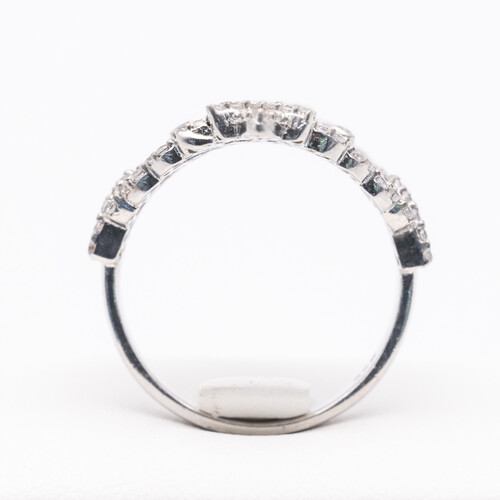 Wide scroll filigree design multi paved zirconia set on 925 sterling silver ring