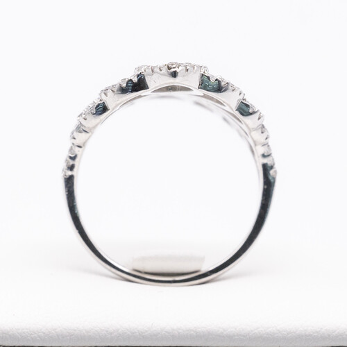 Wide scroll filigree design multi paved zirconia set on 925 sterling silver ring