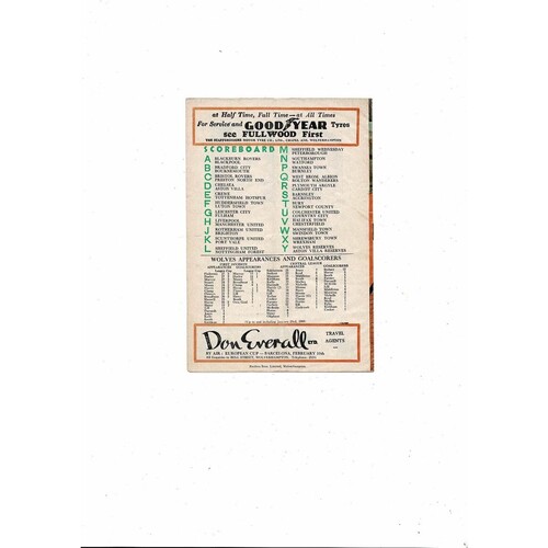 1959/60 Wolves v Charlton Athletic FA Cup Football Programme