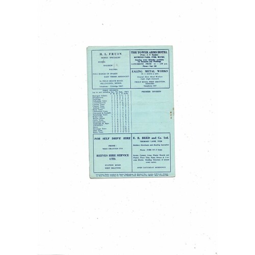 1963/64 Yiewsley v Ashford Town Southern League Football Programme