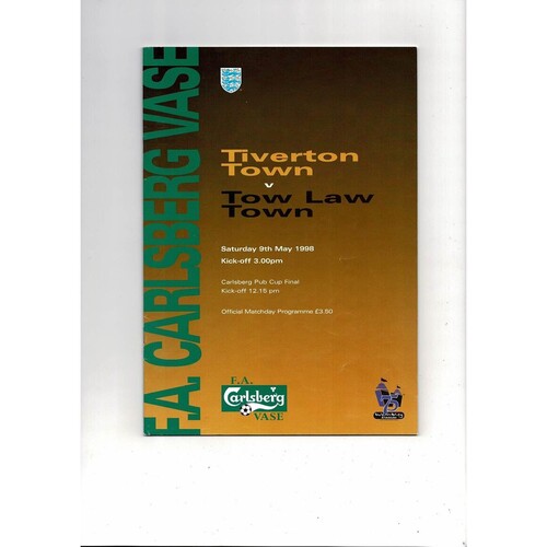 1998 Tiverton Town v Tow Law Town FA Vase Final Football Programme