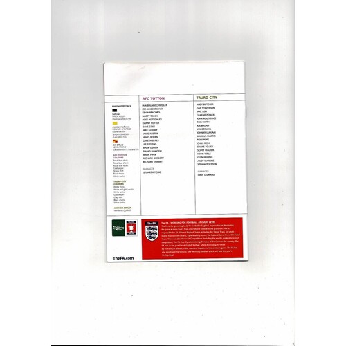 2007 AFC Totton v Truro City FA Vase Final Football Programme
