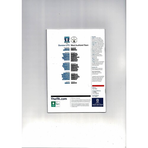 2012 Dunston UTS v West Auckland Town FA Vase Final Football Programme + Press cuttings